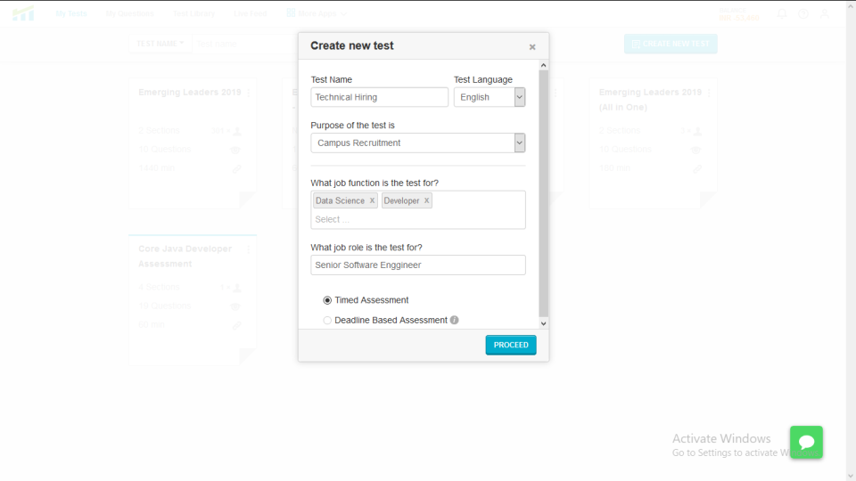 screenshot of Mercer Mettl Coding Assessments
